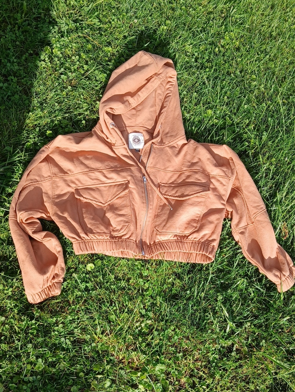 Ashley Vintage Charm  Cropped Hooded Jacket Brown Size XL